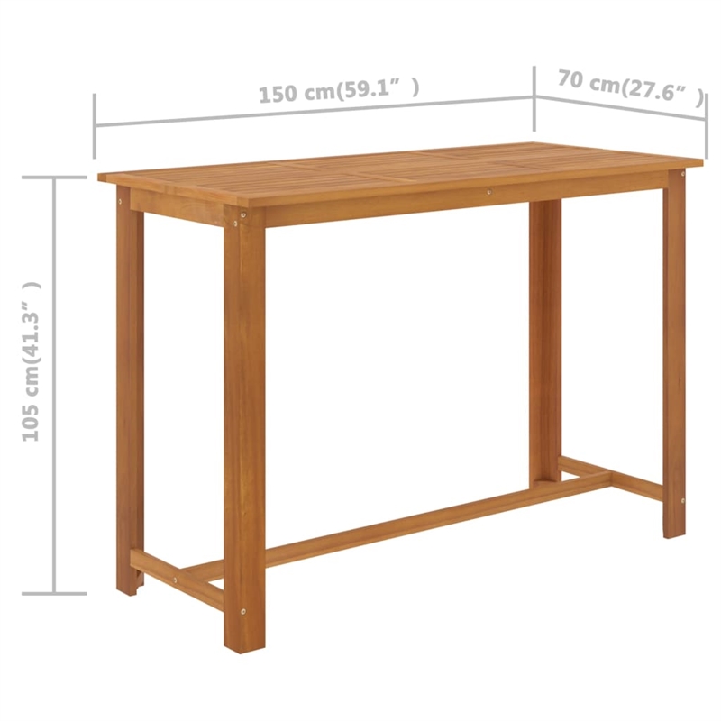 vidaXL 9 Piece Solid Acacia Wood Large Bar Set in Black/Natural