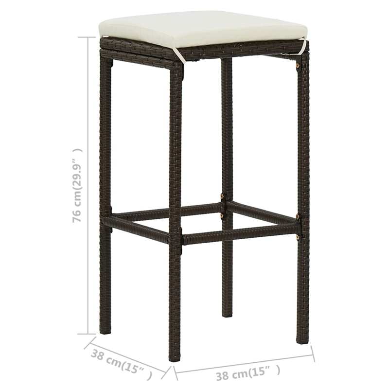 vidaXL Solid Acacia Wood Bar Set in Brown/Cream