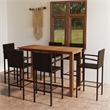 vidaXL 7 Piece Solid Acacia Wood Bar Set in Brown