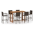 vidaXL 7 Piece Solid Acacia Wood Bar Set in Brown