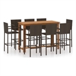 vidaXL 9 Piece Solid Acacia Wood Bar Set in Brown
