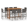 vidaXL 9 Piece Solid Acacia Wood Bar Set in Gray