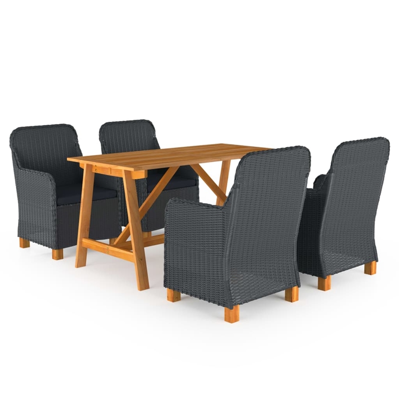 vidaXL 5 Piece Solid Acacia Wood Dining Set in Gray