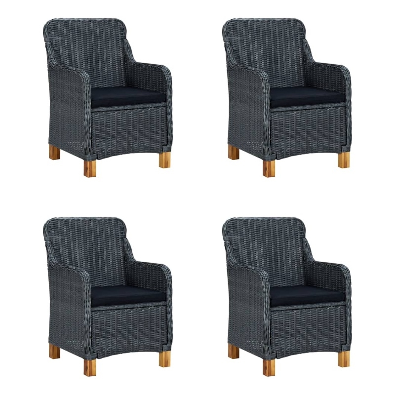 vidaXL 5 Piece Solid Acacia Wood Dining Set in Gray