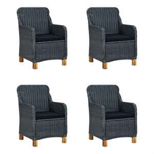 vidaXL 5 Piece Solid Acacia Wood Dining Set in Gray