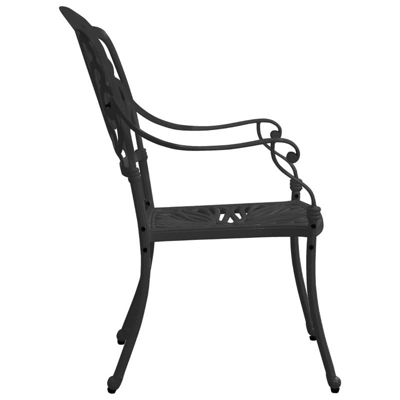 vidaXL 3 Piece Aluminum Medium Bistro Set in Black