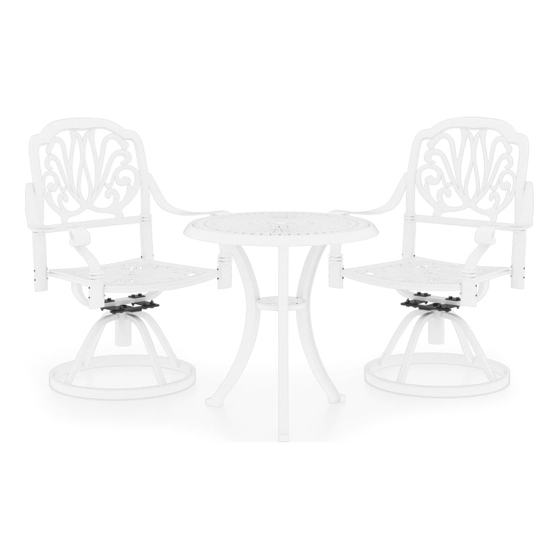 vidaXL 3 Piece Aluminum Small Bistro Set in White