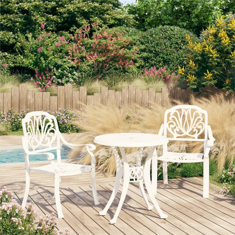 vidaXL 3 Piece Aluminum Medium Bistro Set in White