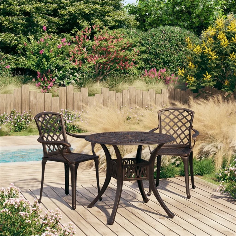 vidaXL Aluminum Medium Bistro Set in Brown