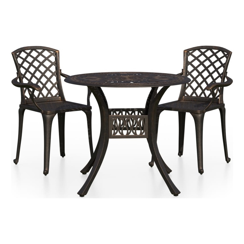vidaXL Aluminum Medium Bistro Set in Brown