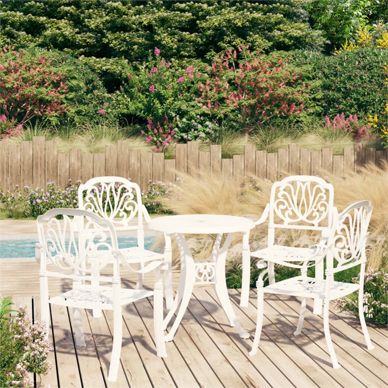 vidaXL 5 Piece Aluminum Medium Bistro Set in White