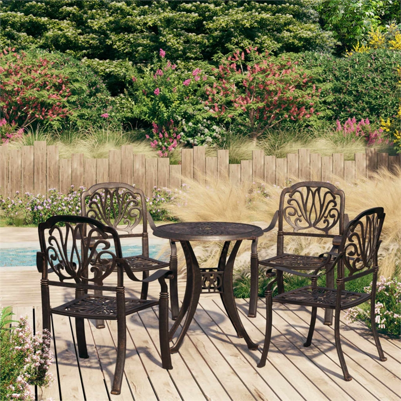 vidaXL 5 Piece Aluminum Medium Bistro Set in Bronze