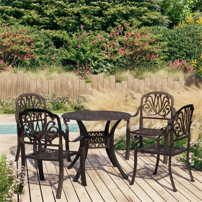 vidaXL 5 Piece Aluminum Medium Bistro Set in Bronze