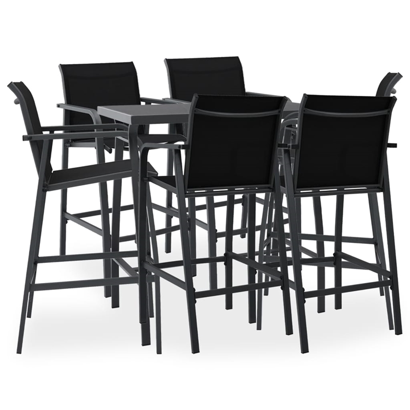 vidaXL 7 Piece Steel Bar Set in Black/Gray