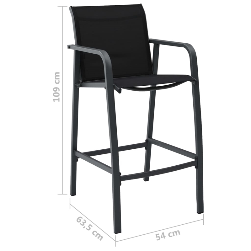 vidaXL 7 Piece Steel Bar Set in Black/Gray