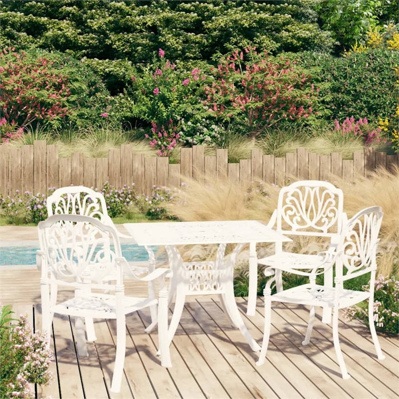 vidaXL 5 Piece Round Traditional Aluminum Bistro Set