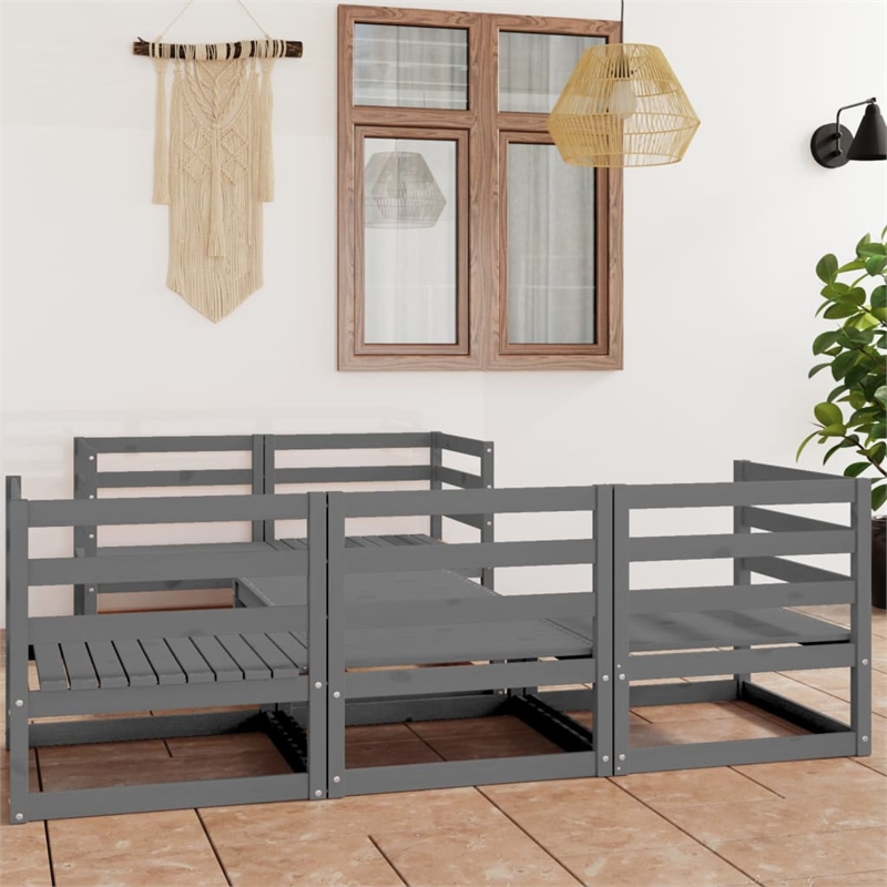 vidaXL 6 Piece Wood Garden Lounge Set in Gray