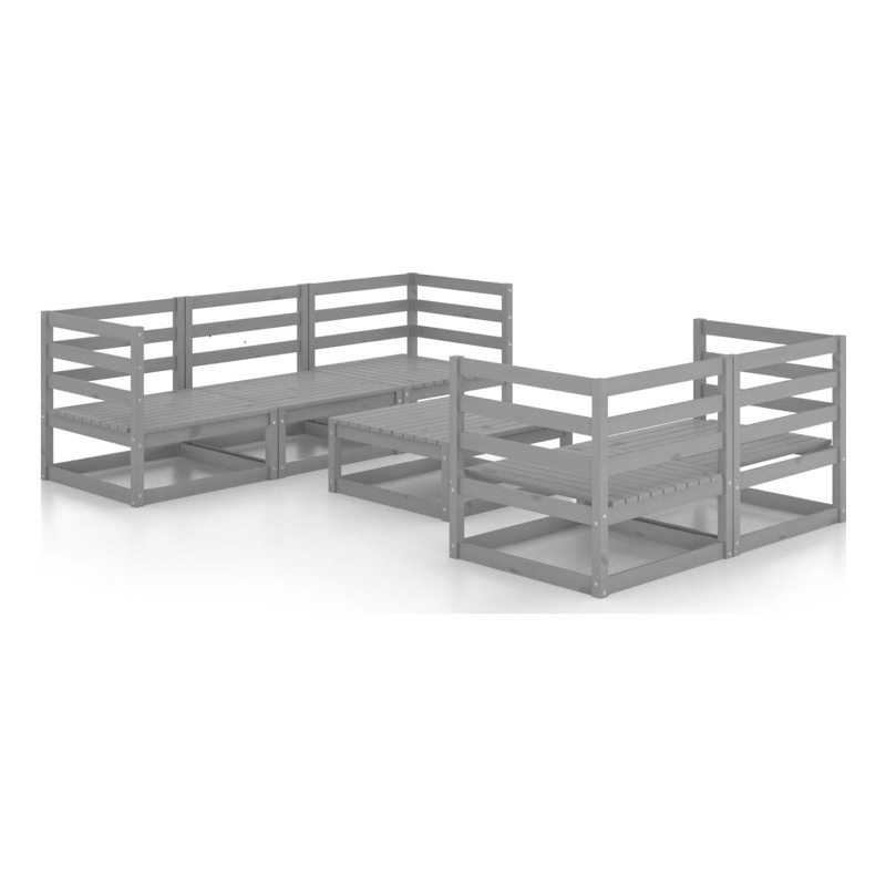 vidaXL 6 Piece Wood Garden Lounge Set in Gray