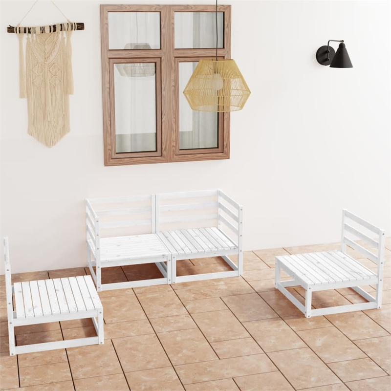 vidaXL Wood Small Garden Lounge Set in White