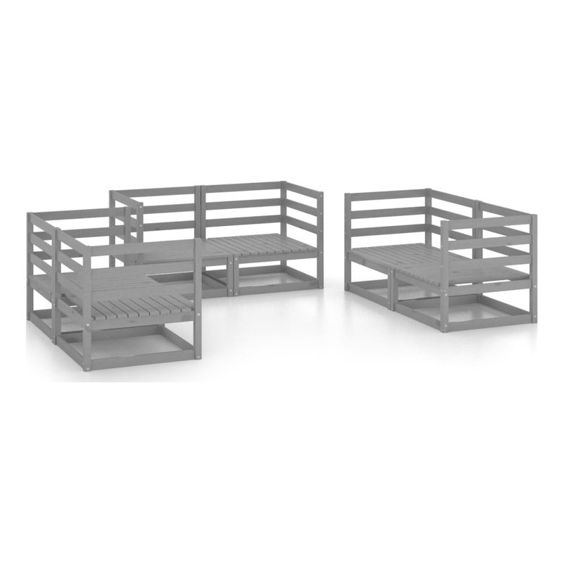 vidaXL 6 Piece Wood Garden Lounge Set in Gray