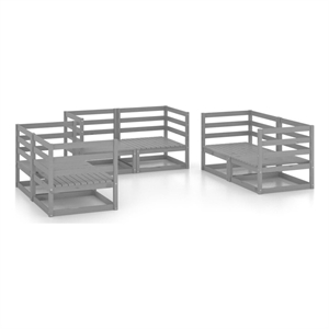 vidaXL 6 Piece Wood Garden Lounge Set in Gray