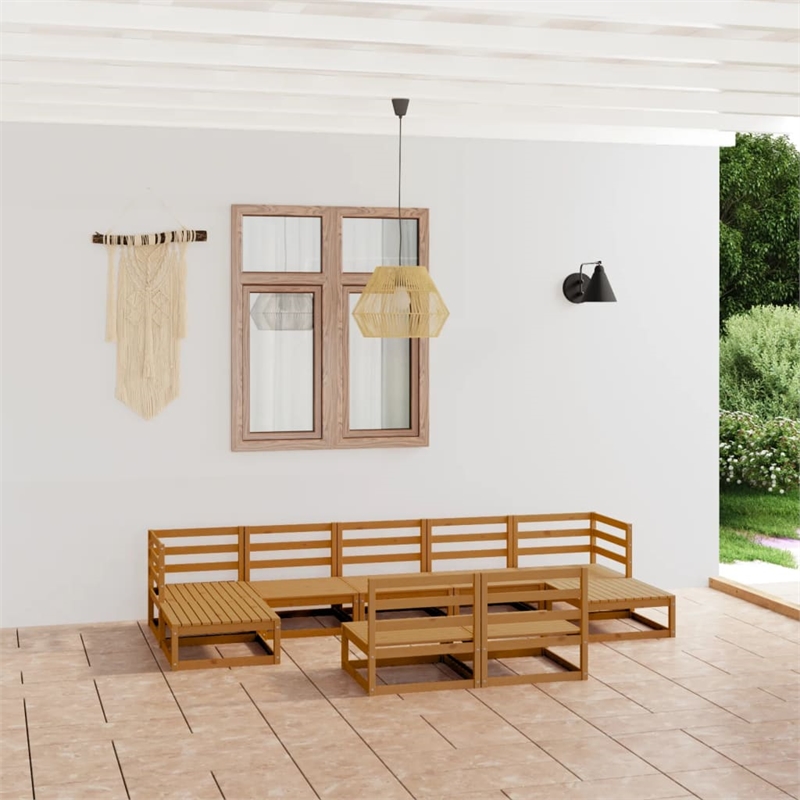 vidaXL 9 Piece Wood Small Garden Lounge Set in Brown