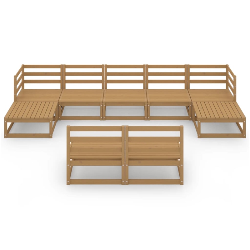vidaXL 9 Piece Wood Small Garden Lounge Set in Brown