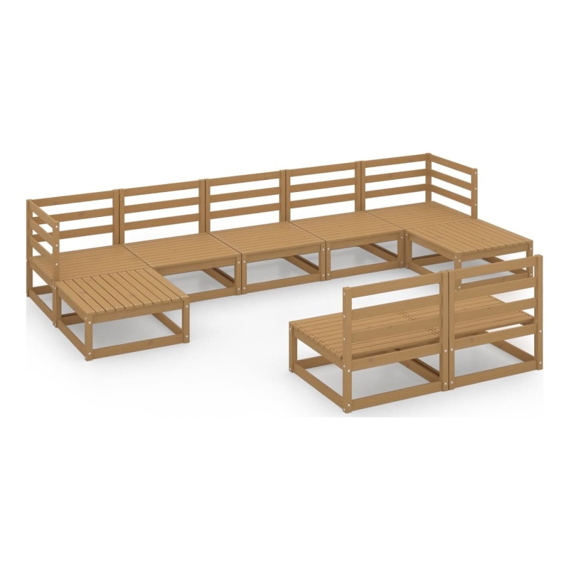 vidaXL 9 Piece Wood Small Garden Lounge Set in Brown