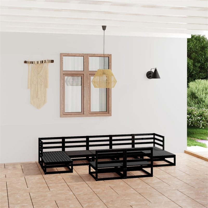 vidaXL Wood Large Garden Lounge Set in Black