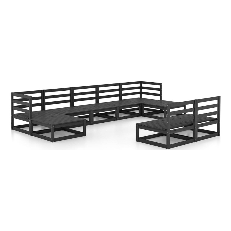 vidaXL Wood Large Garden Lounge Set in Black