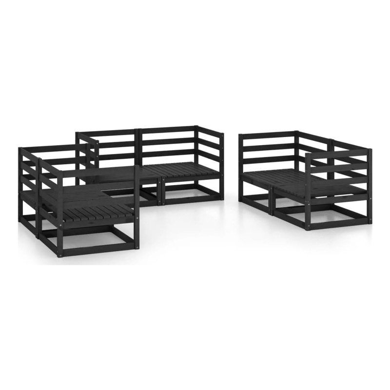vidaXL Wood Garden Lounge Set in Black