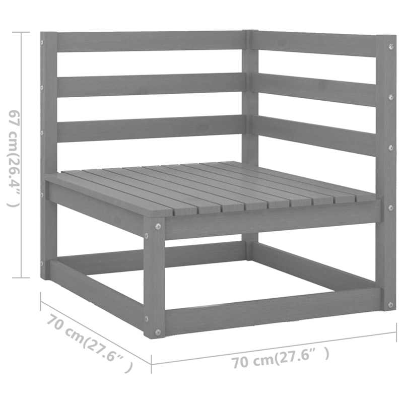 vidaXL Wood Large Garden Lounge Set in Gray