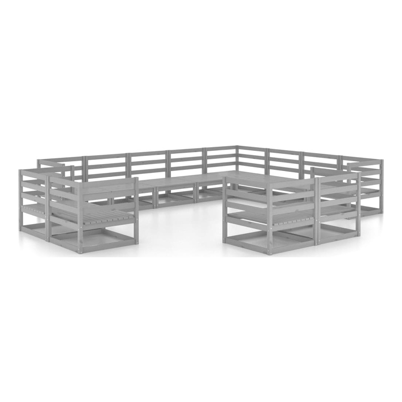 vidaXL Wood Large Garden Lounge Set in Gray