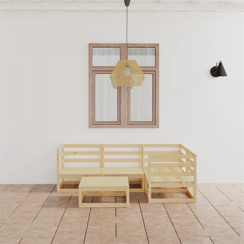 vidaXL 5 Piece Wood Small Garden Lounge Set in Natural