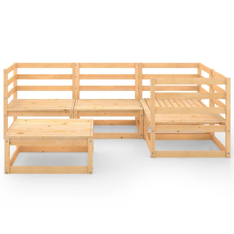 vidaXL 5 Piece Wood Small Garden Lounge Set in Natural