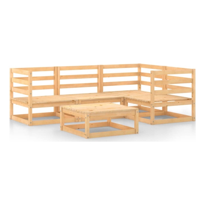 vidaXL 5 Piece Wood Small Garden Lounge Set in Natural