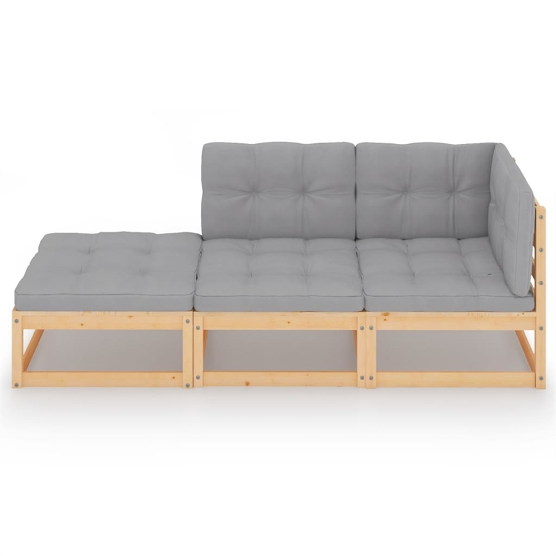 vidaXL 3 Piece Wood Garden Lounge Set