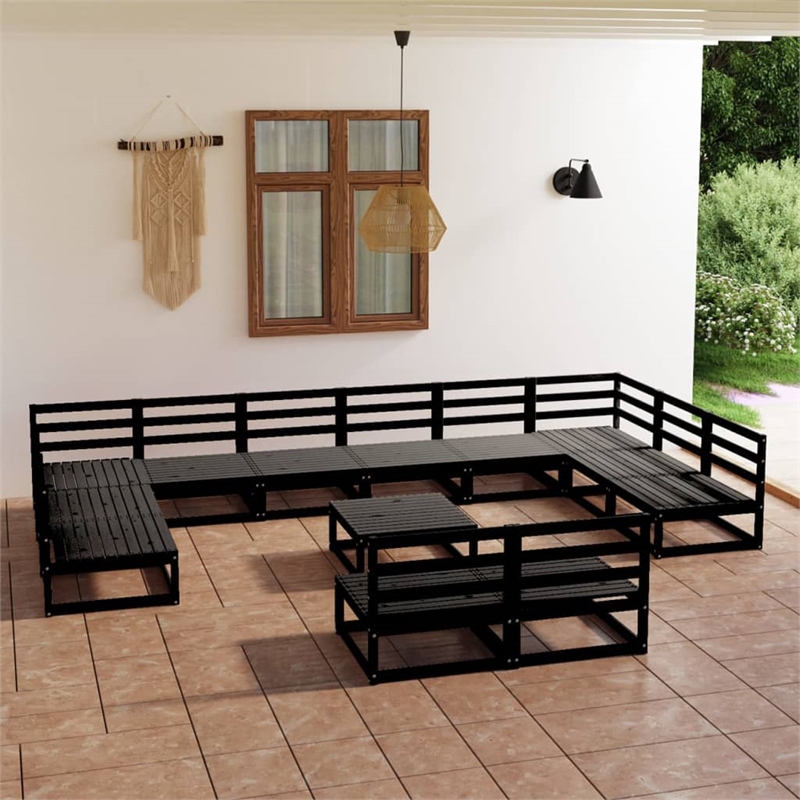vidaXL Wood Garden Lounge Set in Black