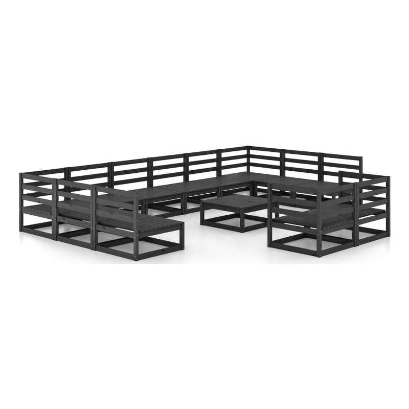 vidaXL Wood Garden Lounge Set in Black