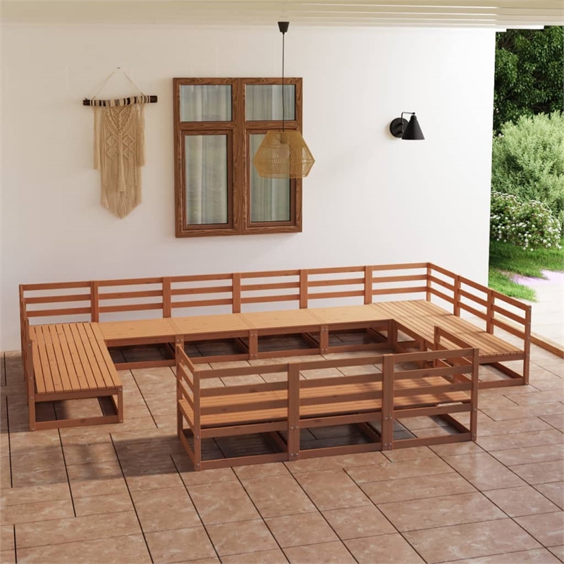 vidaXL Wood Large Garden Lounge Set in Brown