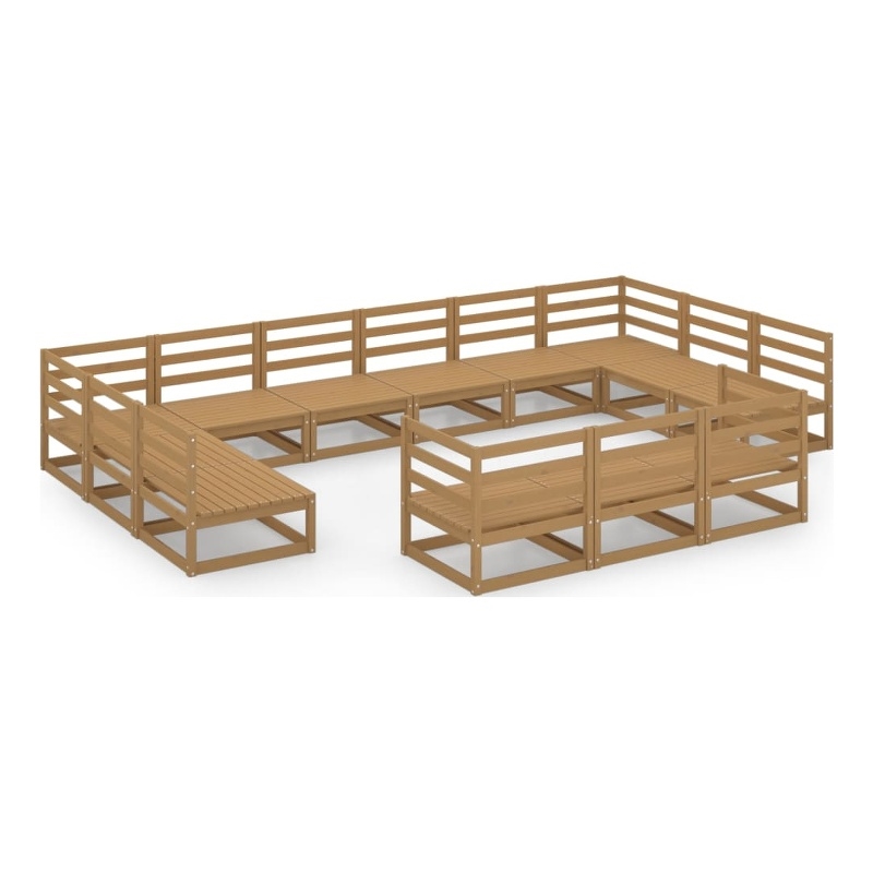 vidaXL Wood Large Garden Lounge Set in Brown
