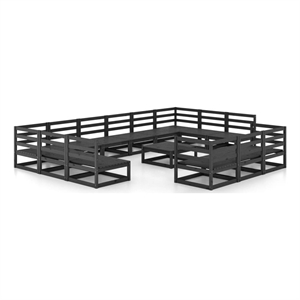 vidaXL Wood Medium Garden Lounge Set in Black