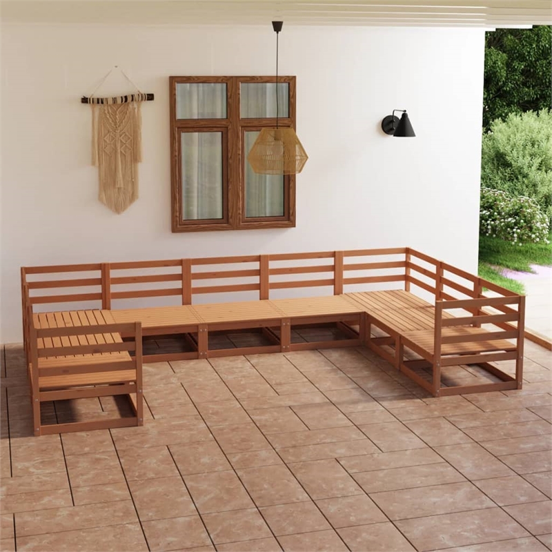 vidaXL Wood Medium Garden Lounge Set in Brown