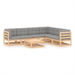 vidaXL 7 Piece Wood Large Garden Lounge Set in Gray