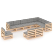 vidaXL Wood Large Garden Lounge Set in Natural