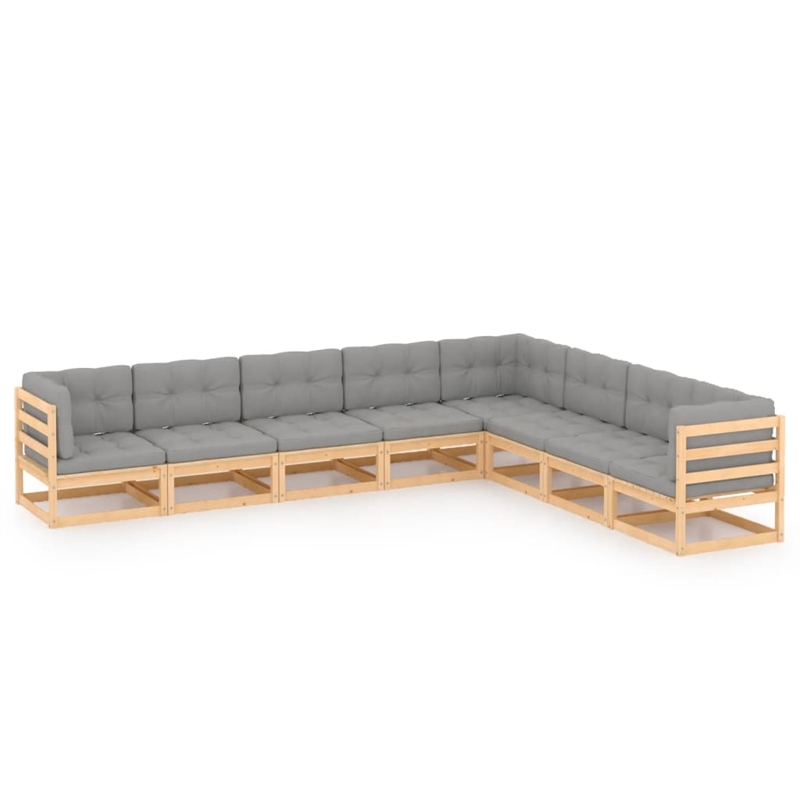 vidaXL 8 Piece Wood Small Lounge Set in Gray/Natural