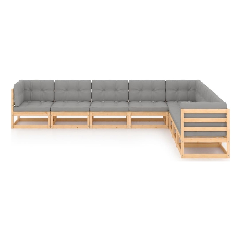 vidaXL 8 Piece Wood Small Lounge Set in Gray/Natural