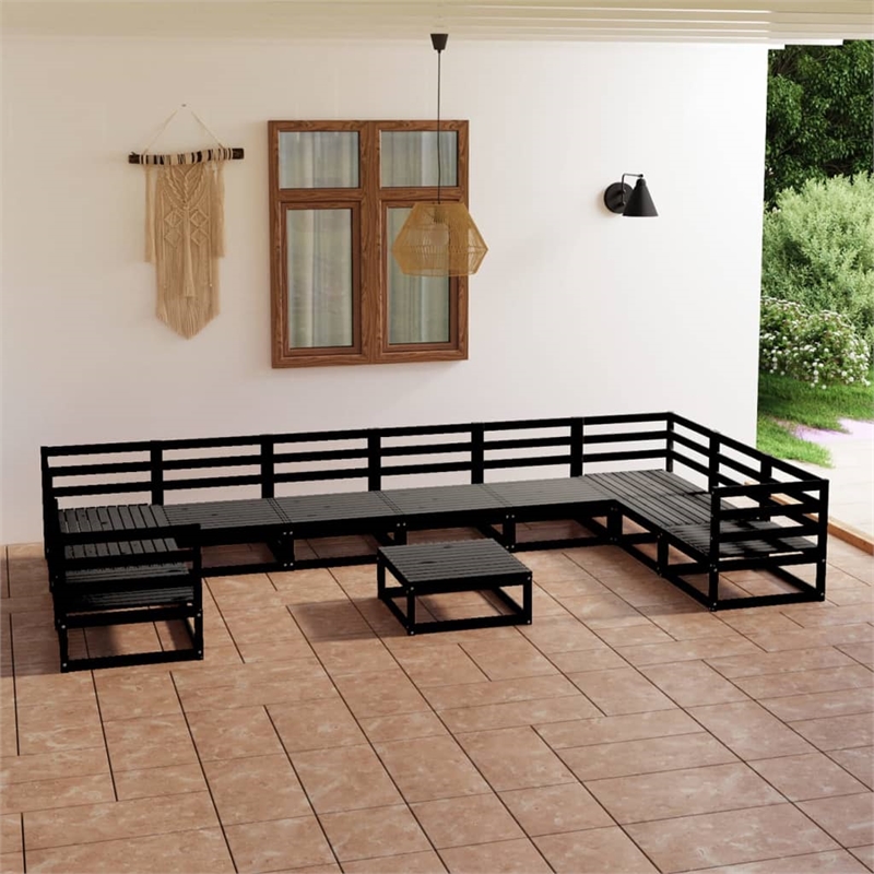 vidaXL Wood Large Garden Lounge Set in Black