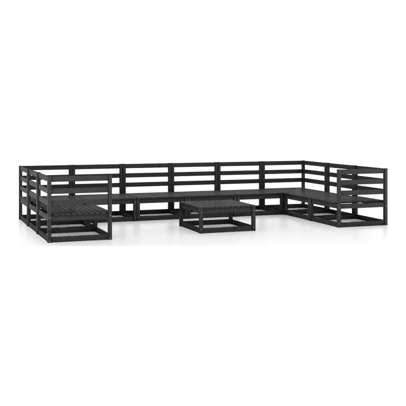 vidaXL Wood Large Garden Lounge Set in Black