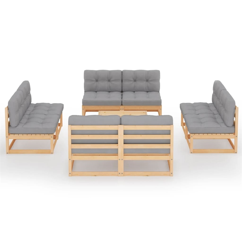 vidaXL 9 Piece Wood Garden Lounge Set in Gray